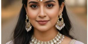 traditional kundan pearl choker earrings maang tikka necklace set