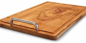 Wooden Cutting Board with Steel Handle
