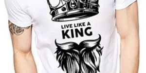 Mens White King Quote Printed T Shirt