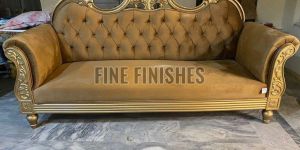 Royal Hand Carved Tufted Wooden Banquet Sofa