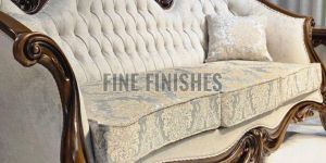 Royal Tufted Wooden Carving Living Sofa