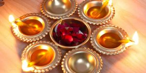 Gold Plated Multipurpose Diya Stand Set