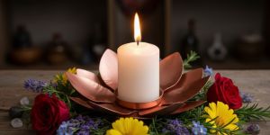 Lotus Flower Shaped Brass Candle Holder