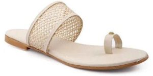 Slip On Beige Ladies Flat Sandal
