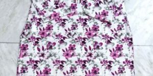 White and Purple Floral Printed Cotton Kurti