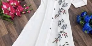 White Floral Print Fit and Flare Midi Dress