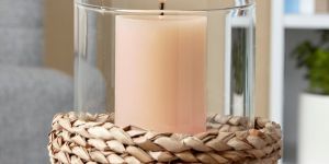 Glass Hurricane Candle Holder with Cane