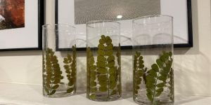 Leaf Glass Hurricane Candle Holder