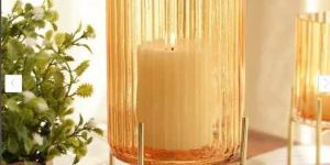 Metal Glass Hurricane Candle Holder