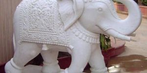 White Marble Elephant Statue