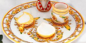White Marble Pooja Thali