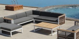 Braided Rope Outdoor Table Sofa Set