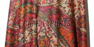 Wool Blend Cashmere Hand Embroidered With Ary Stole