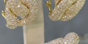 K Jewels Diamond Ring with Hoop Earrings