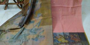Soft Peach Chanderi Zari Handwoven Unstitched Suit with Cotton Silk Bottom