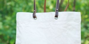 plain cotton leather handle promotional carry bag