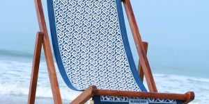 Printed Acacia Deck Chair