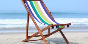 Striped Acacia Deck Chair