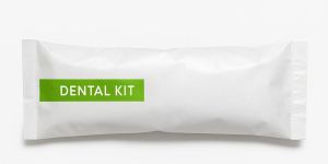 White Dental Kit Hotel, Pouch, Toothbrush + Toothpaste