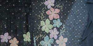 Black Flower Embroidered Unstitched Salwar Kameez Suit Set