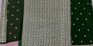 Dark Green Viscose Embroidered Unstitched Salwar Kameez Suit Set