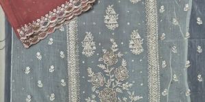 Embroidered Zarkan Work Unstitched Salwar Kameez Suit Set