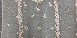 Grey Viscose Embroidered Unstitched Salwar Suit Set