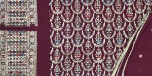 Maroon Jimmy Choo Fabric Embroidered Unstitched Salwar Kameez Suit Set