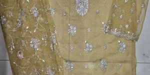 Yellowish Green Embroidered Unstitched Salwar Suit Set