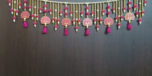 tl-07 handmade door hanging pink lotus style door bandarwal toran