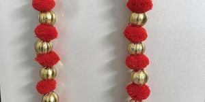handmade wall door red hanging pom pom chakri torans