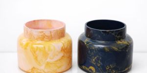 Glass Candle Jar Marble Finish