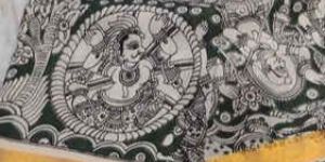 Traditional Green & Cream Kalamkari Saree with Elegant Kaddi Border