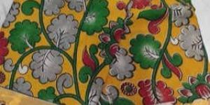 Yellow Kalamkari Saree with Elegant Kaddi Border