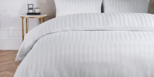 Satin Stripe White Comforter Set