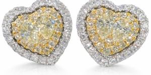 K Jewels Heart Shape Diamond Stud Earrings