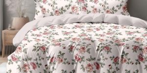 Soft Rose Floral Double Bed Cotton Bedsheet Set