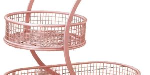 Pink 3 Tier Metal Fruit Basket for Kitchen