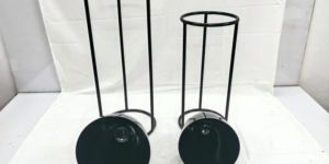 Round Polished Black Iron Planter