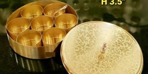 Round Pure Brass Masala Box