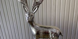 Silver Metal Reindeer Decorative Showpiece