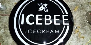 Round Acrylic Non-Lit Branding Sign Board with Gloss Finish