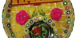 Stainless Steel Haldi Ceremony Thali with Bowl & Sticks