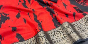 Stylish Tie Dye Printed Dola Silk Saree with Elegant Jacquard Border