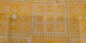 Ladies Yellow Self Design Georgette Fabric