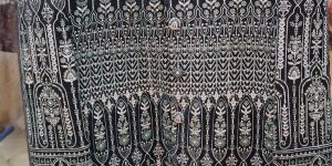 Mens Black Velvet Resham Work Sherwani