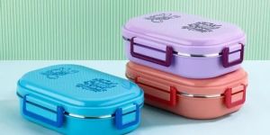 Multicolor 850 Ml Stainless Steel Plastic Insulated Lunch Box