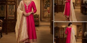 Party Wear Vichithra Silk Frock Suit Set