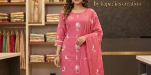 Pink Embroidered Cotton Suit Set