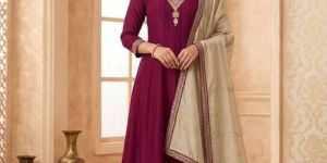 Premium Vichithra Silk Handwork Anarkali Suit Set